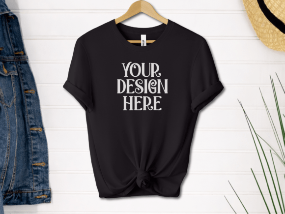 Bella Canvas 3001 Black Hanging Mockup