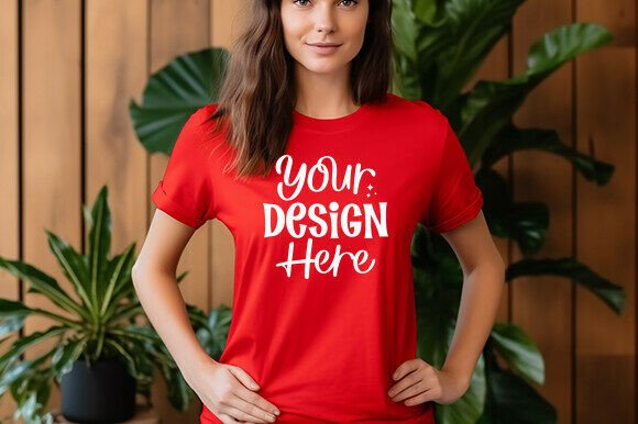 Bella Canvas 3001 Red Shirt Mockup