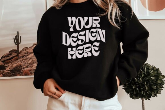 Black Gildan 18000 Sweatshirt Mockup: A Designer's Tool for Professional Product Presentation