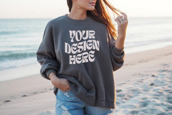 Charcoal Gildan 18000 Sweatshirt Mockup