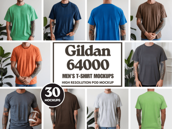 Gildan 64000 Men's T-Shirt Mockup Bundle