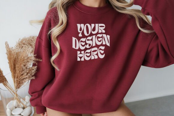 Maroon Gildan 18000 Sweatshirt Mockup: Elevate Your Design Presentations