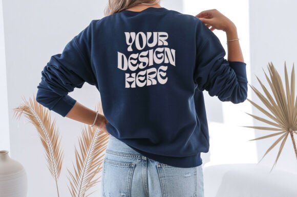 Navy Gildan 18000 Back Sweatshirt Mockup: Elevate Your Design Presentations