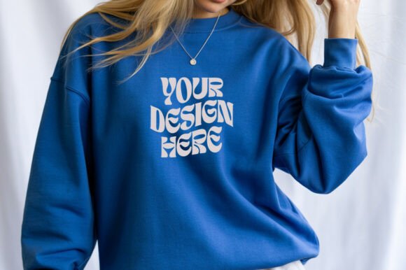 Royal Blue Gildan 18000 Sweatshirt Mockup