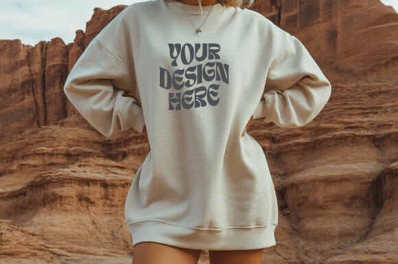 Sand Gildan 18000 Sweatshirt Mockup: Elevate Your Design Presentations
