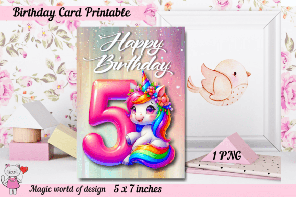 Unicorn 5th Happy Birthday Card Png: A Quick and Cute Solution for Birthday Celebrations