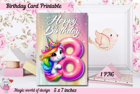 Unicorn 8th Happy Birthday Card Png: A Practical Solution for Quick and Cute Birthday Cards